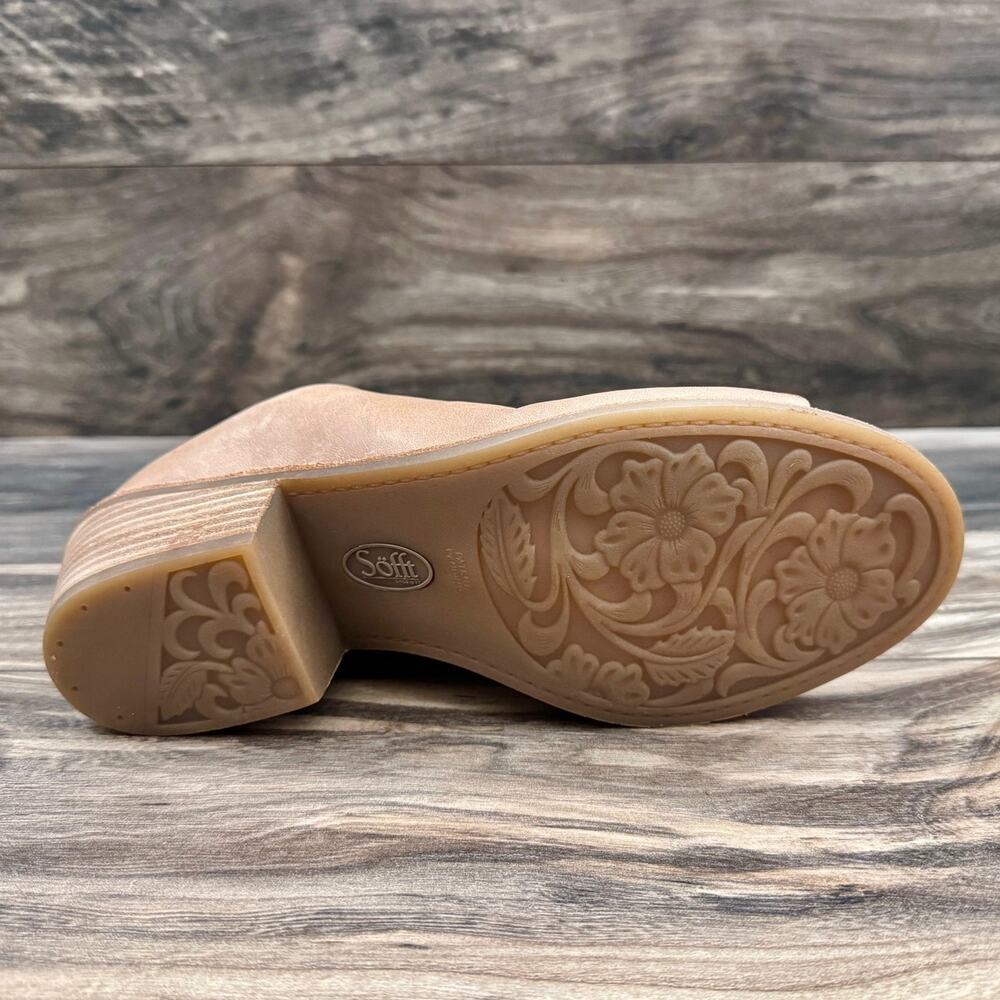 ❌SOLD OUT❌NIB Sofft Aneesa 9M Taupe Leather Open Toe Block Heel Slide Sandal - Picture 7 of 10